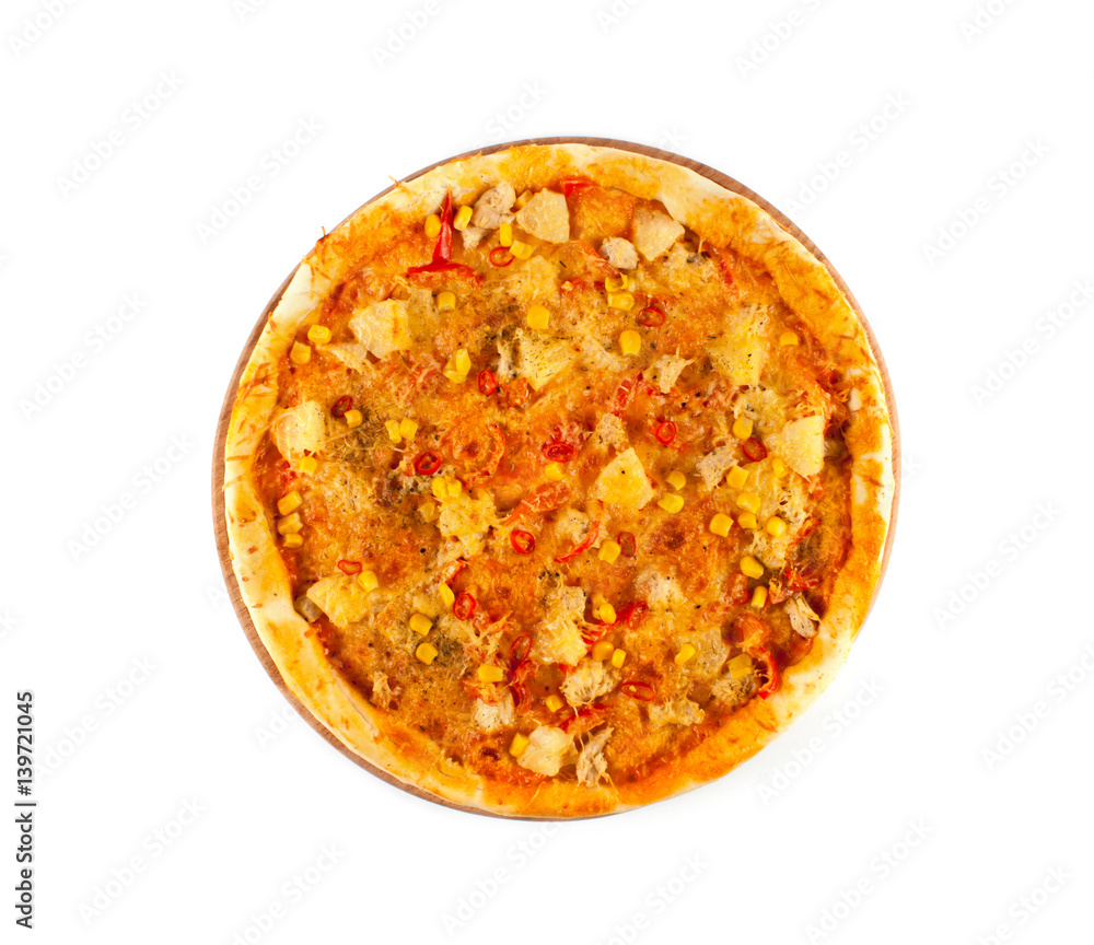 Fresh pizza with cheese