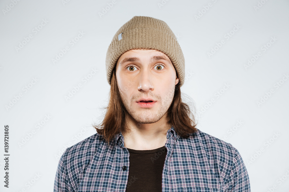 Close up portrait of Surprised hipster