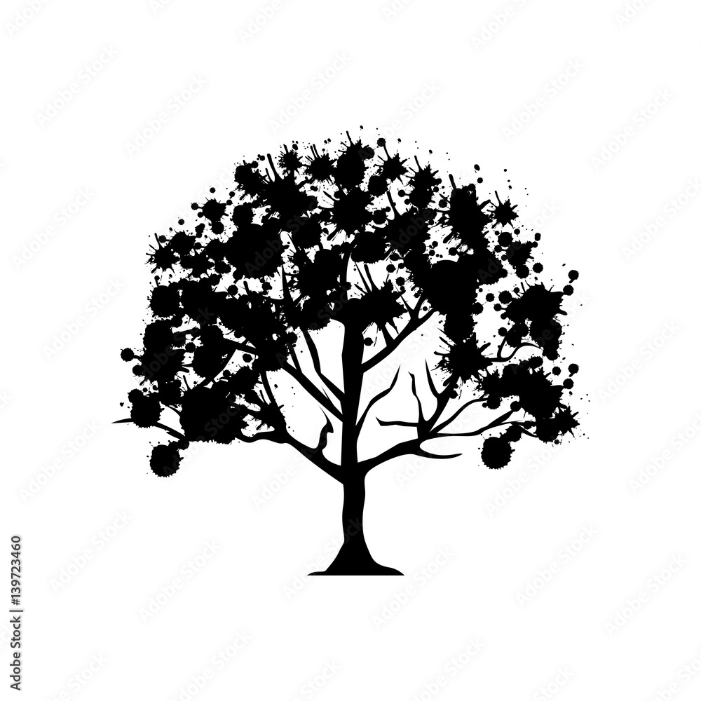 Obraz premium contour trees with some leaves icon, vector illustraction design