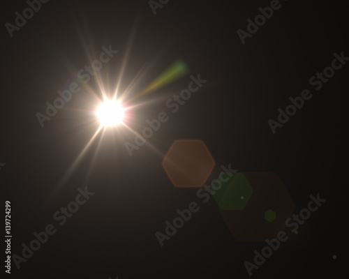 Realistic digital lens flare in black background