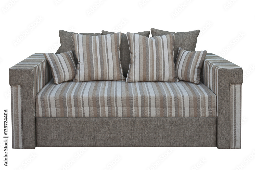 Obraz premium Brown sofa isolated on a white background.