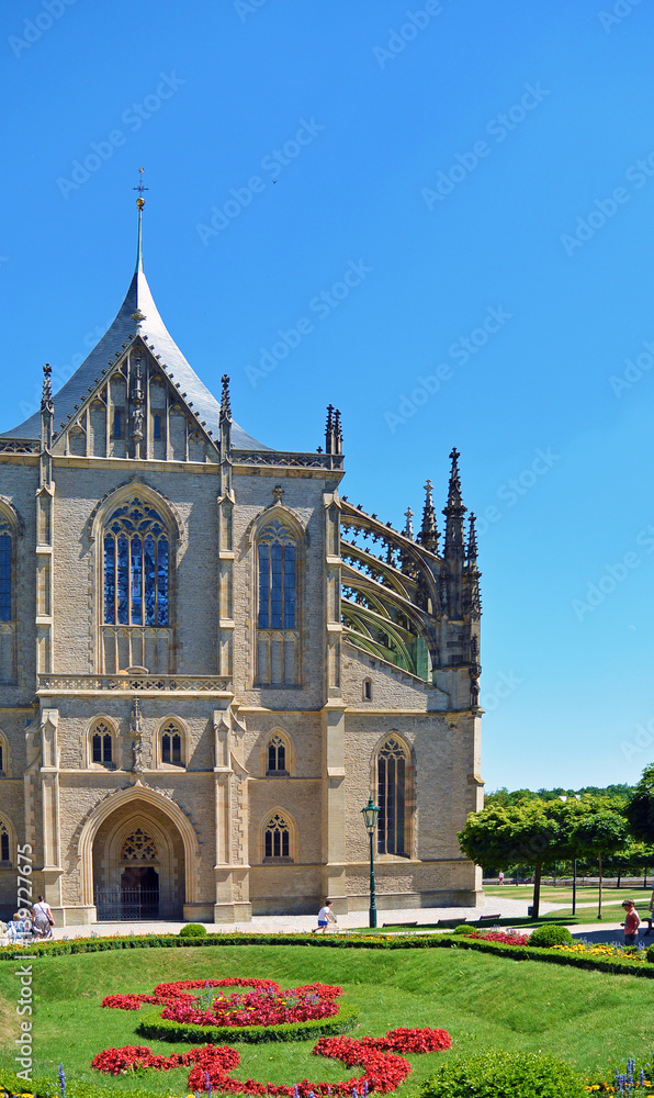 Front view on church of Saint Barbara a Roman Catholic church in the Gothic Style at Kutna Hora Czech Republic Europe