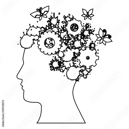 figure human with colors gear icon, vector illustraction design