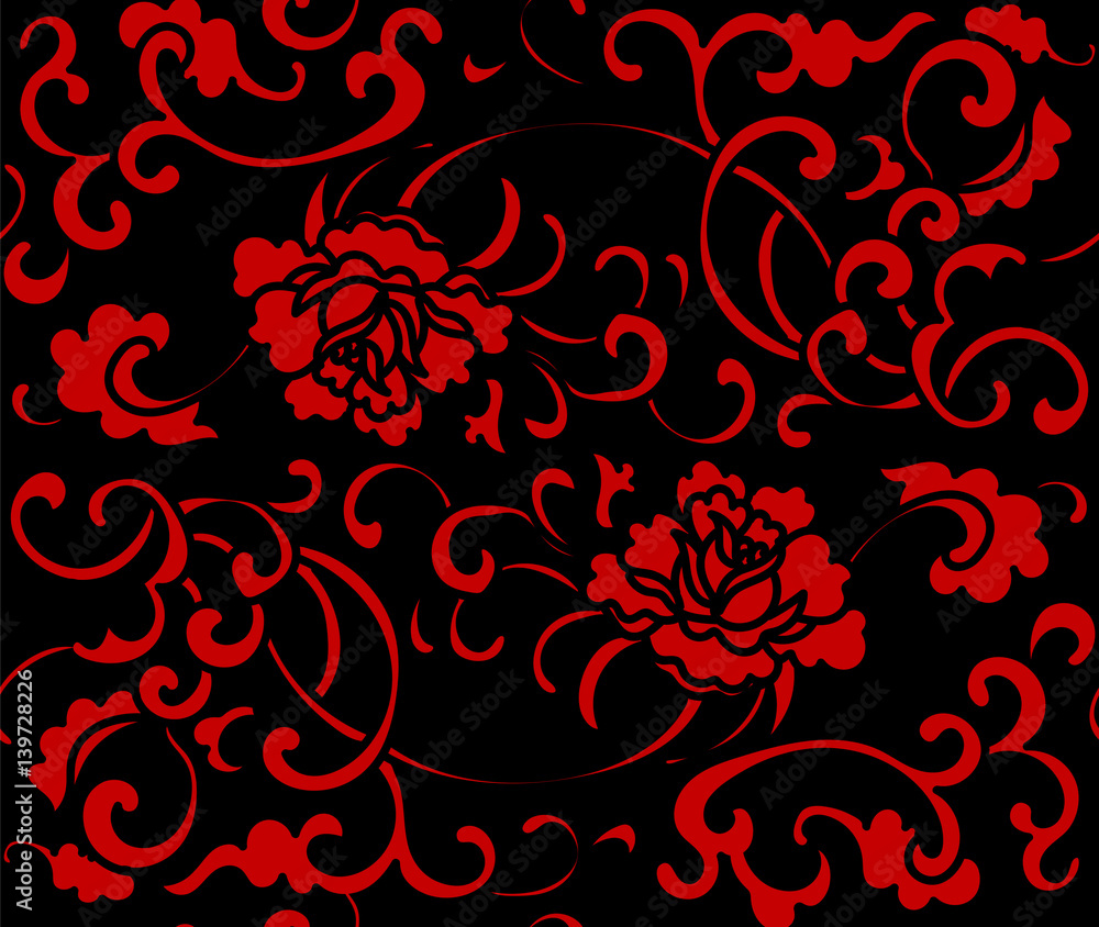 Seamless Chinese Background Garden Spiral Vine Flower Seamless Chinese Background Garden Spiral Vine Flower