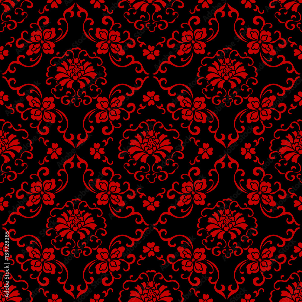 Seamless Chinese Background Botanic Cross Spiral Flower Vine Seamless Chinese Background Botanic Cross Spiral Flower Vine