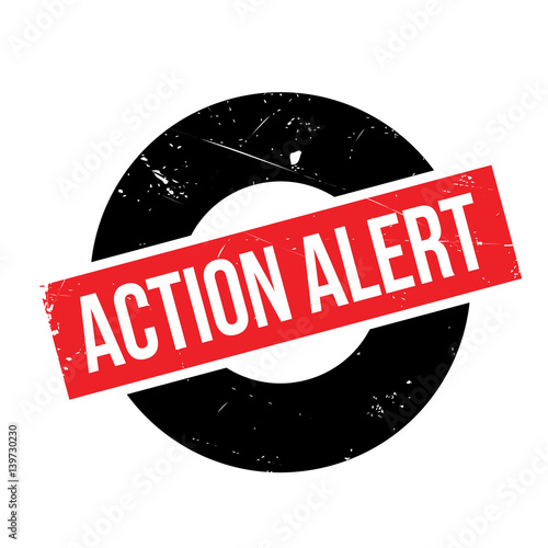 Action Alert rubber stamp. Grunge design with dust scratches. Effects can be easily removed for a clean, crisp look. Color is easily changed.