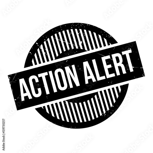 Action Alert rubber stamp. Grunge design with dust scratches. Effects can be easily removed for a clean, crisp look. Color is easily changed.