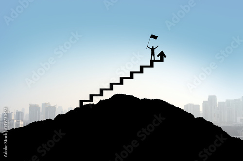 Businessman stepping up a stairway, Success concept © maxsattana