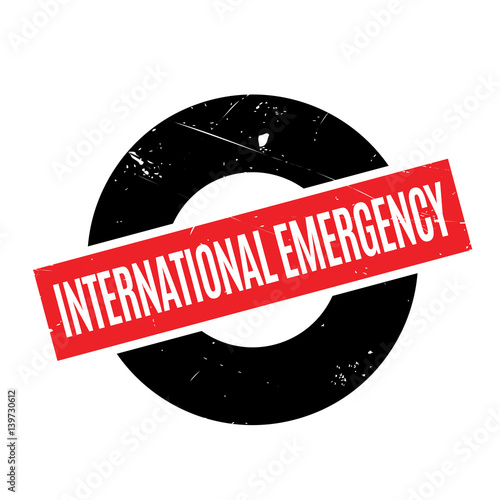 International Emergency rubber stamp. Grunge design with dust scratches. Effects can be easily removed for a clean, crisp look. Color is easily changed.