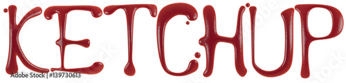 Hand Drawn Liquid Word Made in Ketchup or Tomato Sauce Isolated on White Background 3d Rendering