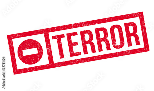 Terror rubber stamp. Grunge design with dust scratches. Effects can be easily removed for a clean, crisp look. Color is easily changed.