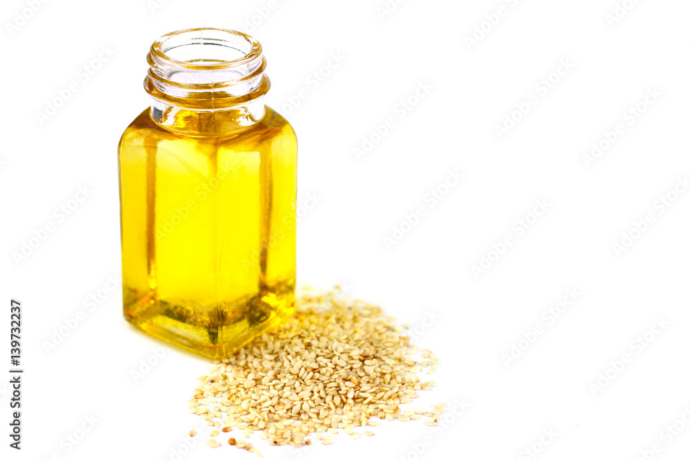 Sesame oil isolated on white background
Sesame oil isolated on white background