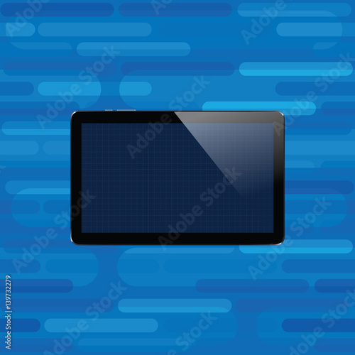 Digital tablet with shiny sensor screen. Electronic smart device. Mobile gadget.