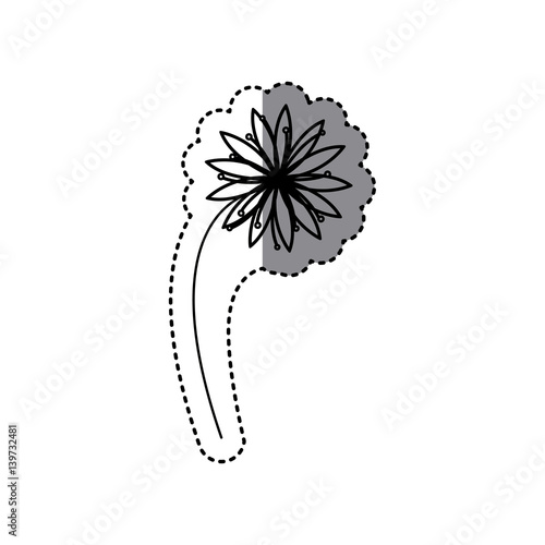 silhouette flower with petals and leaf icon, vector illustraction design