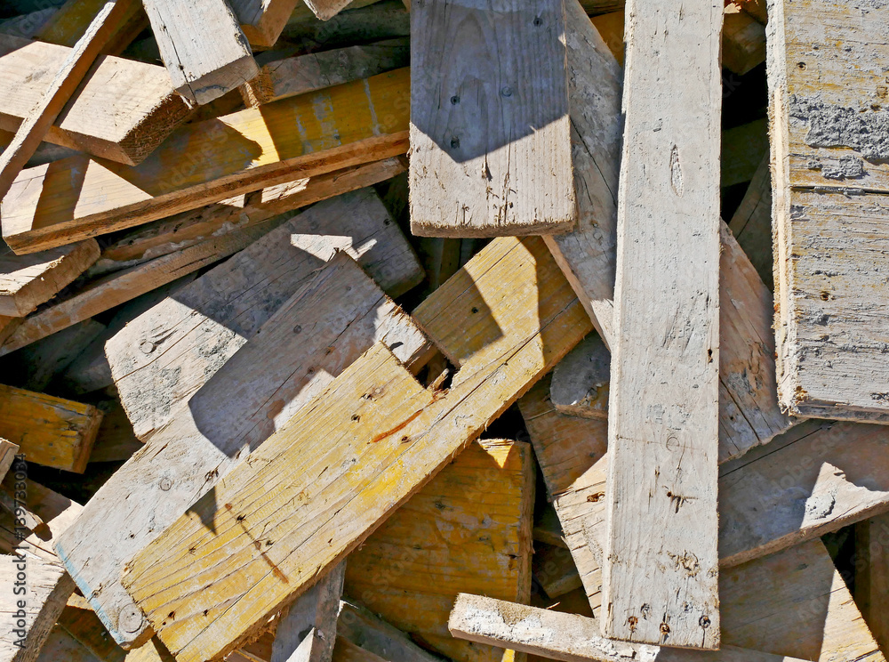 Pieces of wood and pallets ready for recycle. Pieces of wood and pallets ready for recycle.