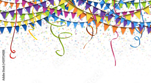 garlands, streamers and confetti background