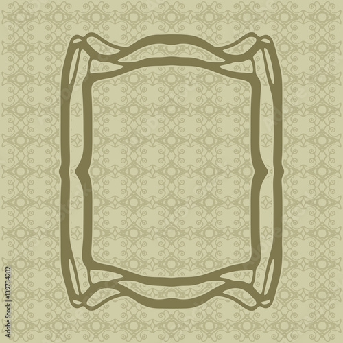 Art Nouveau smooth lines decorative rectangle vector frame for design. Art Deco style border
