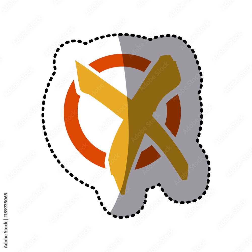 orange and yellow symbol round with wrong mark icon, vector ...