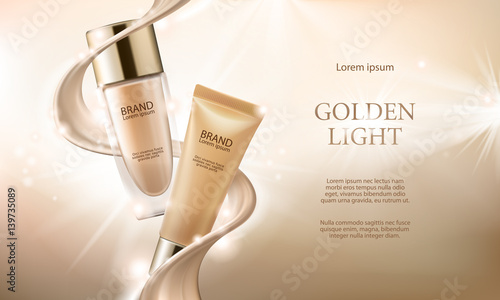 Colorstay make-up in elegant packaging on a background of drop of foundation