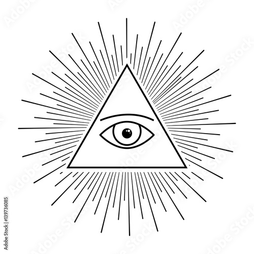 Linear ancient alchemy symbol. Eye of providence.