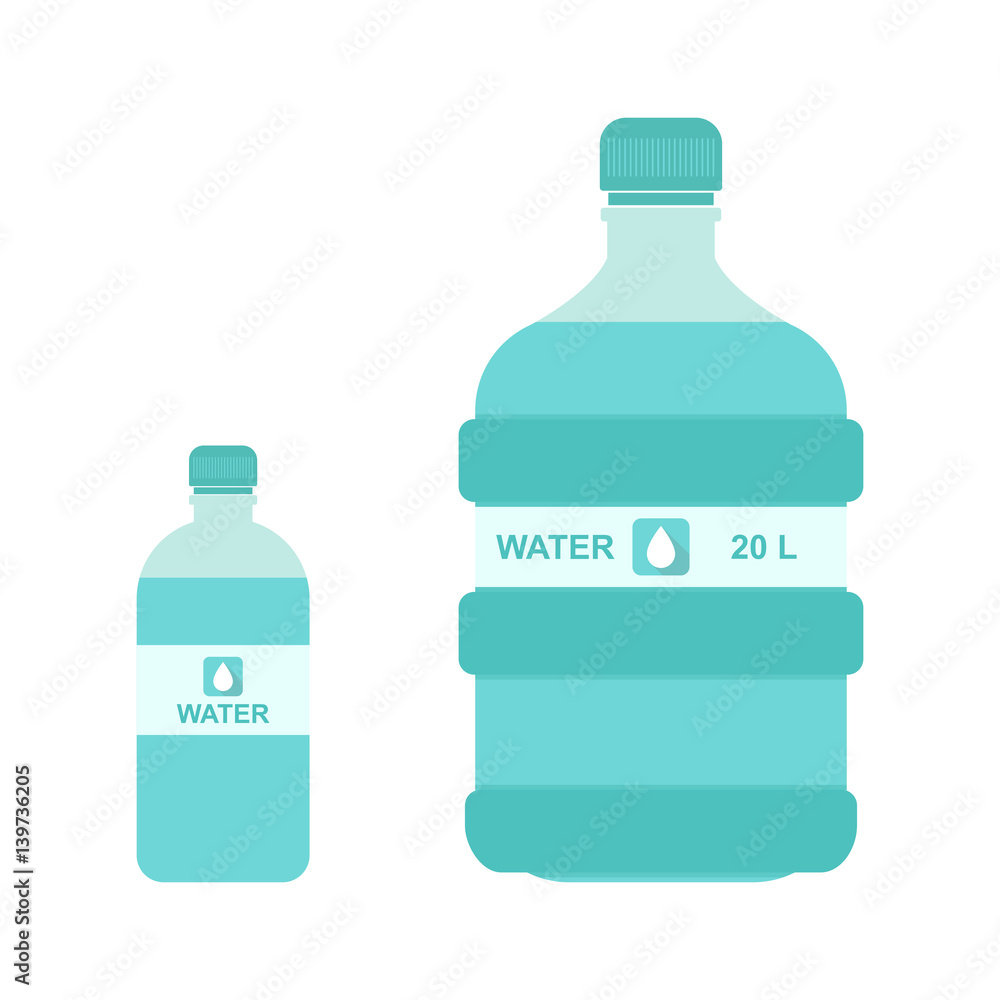 Vector illustration of 20 liter and 1 liter bottle of water Stock Vector |  Adobe Stock