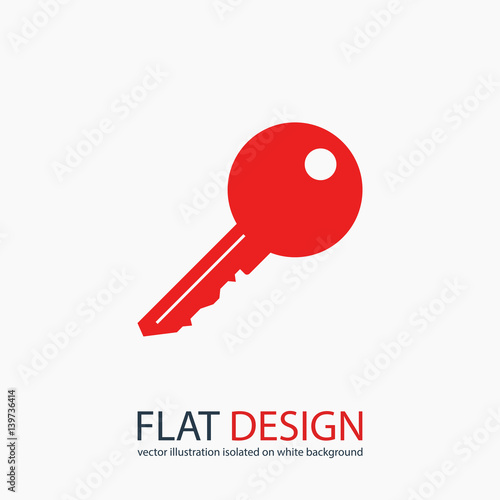 Key  icon, vector illustration. Flat design style