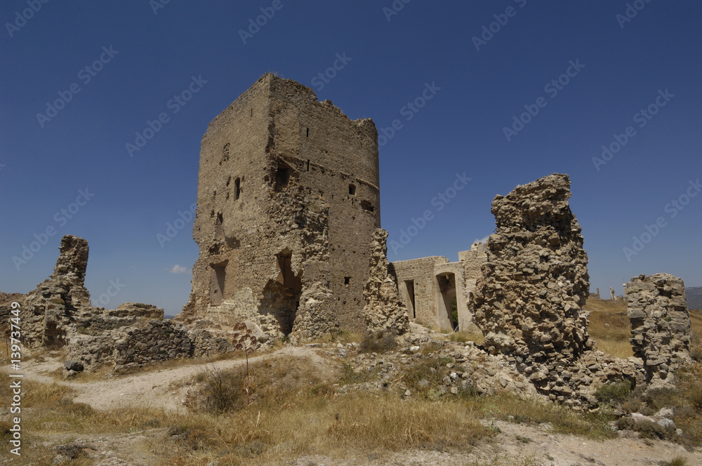 Medieval village of Moya, Castle ruins, Cuenca, Castilla La Mancha, Spain