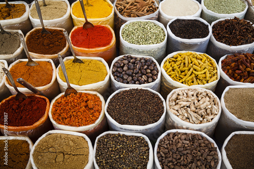 Spice stall at Mapusa Market, Goa, India.