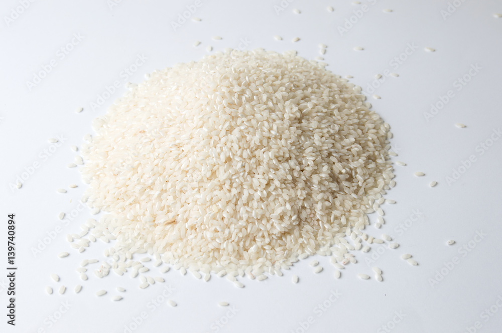 Pile of rice on white background Pile of rice on white background