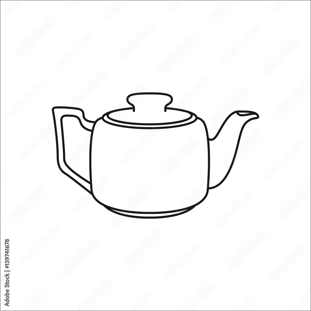 Kettle for tea or coffee simple line icon on background