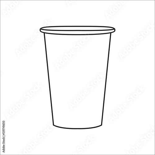 Paper coffee or tea cup simple line icon on background