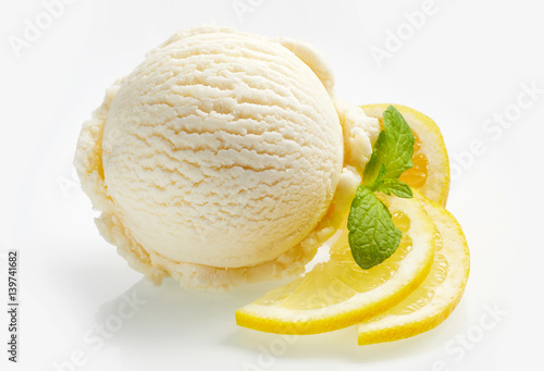 Wall Mural Tangy fresh lemon citrus sorbet or ice cream