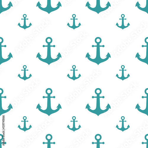Seamless pattern with anchors on a white background