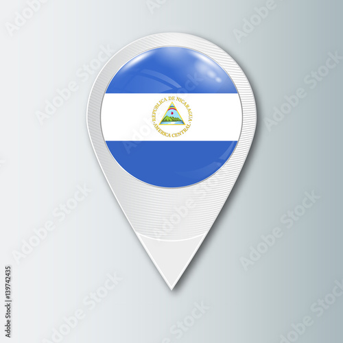 Pointer with the national flag of Nicaragua in the ball with reflection. Tag to indicate the location. Realistic vector illustration. Free Download Pointer with the national flag of Nicaragua in the ball with reflection. Tag to indicate the location. Realistic vector illustration. - GFXLoad