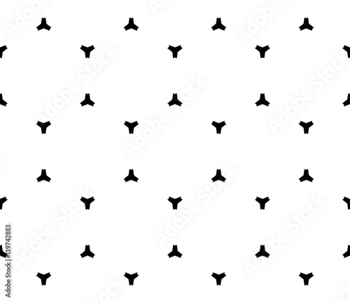 Simple geometric seamless texture  repeat monochrome pattern. Black small triangular shapes on white backdrop. Stylish modern background. Design element for prints  decoration  textile  wallpaper  web