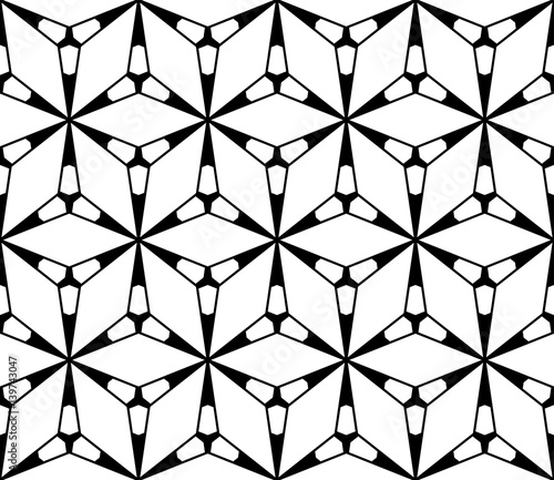 Vector monochrome seamless texture, simple minimalist pattern, subtle black & white abstract background. Illustration of triangular lattice, thin lines. Stylish design for prints, decor, digital, web