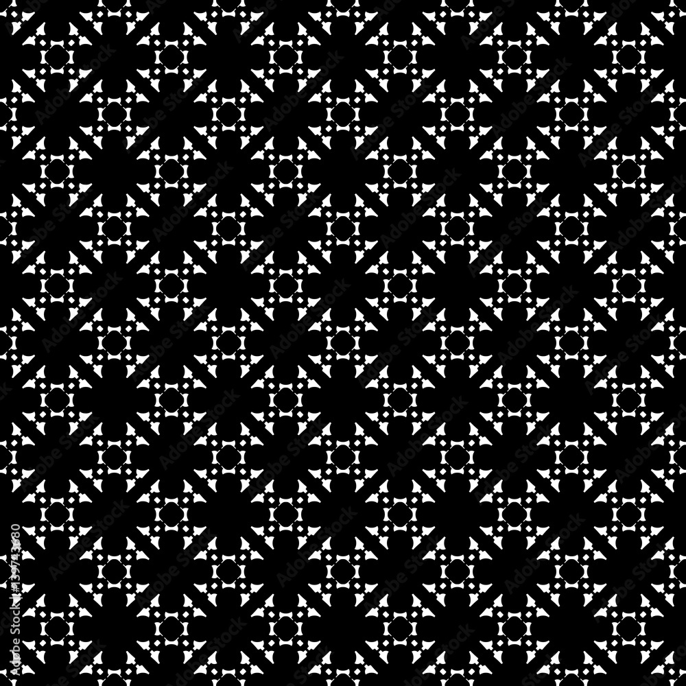 Vector monochrome seamless texture, abstract dark geometric pattern. Elegant diagonal grid, floral elements. Background in oriental style. Design for prints, decor, textile, furniture, fabric, cloth Vector monochrome seamless texture, abstract dark geometric pattern. Elegant diagonal grid, floral elements. Background in oriental style. Design for prints, decor, textile, furniture, fabric, cloth