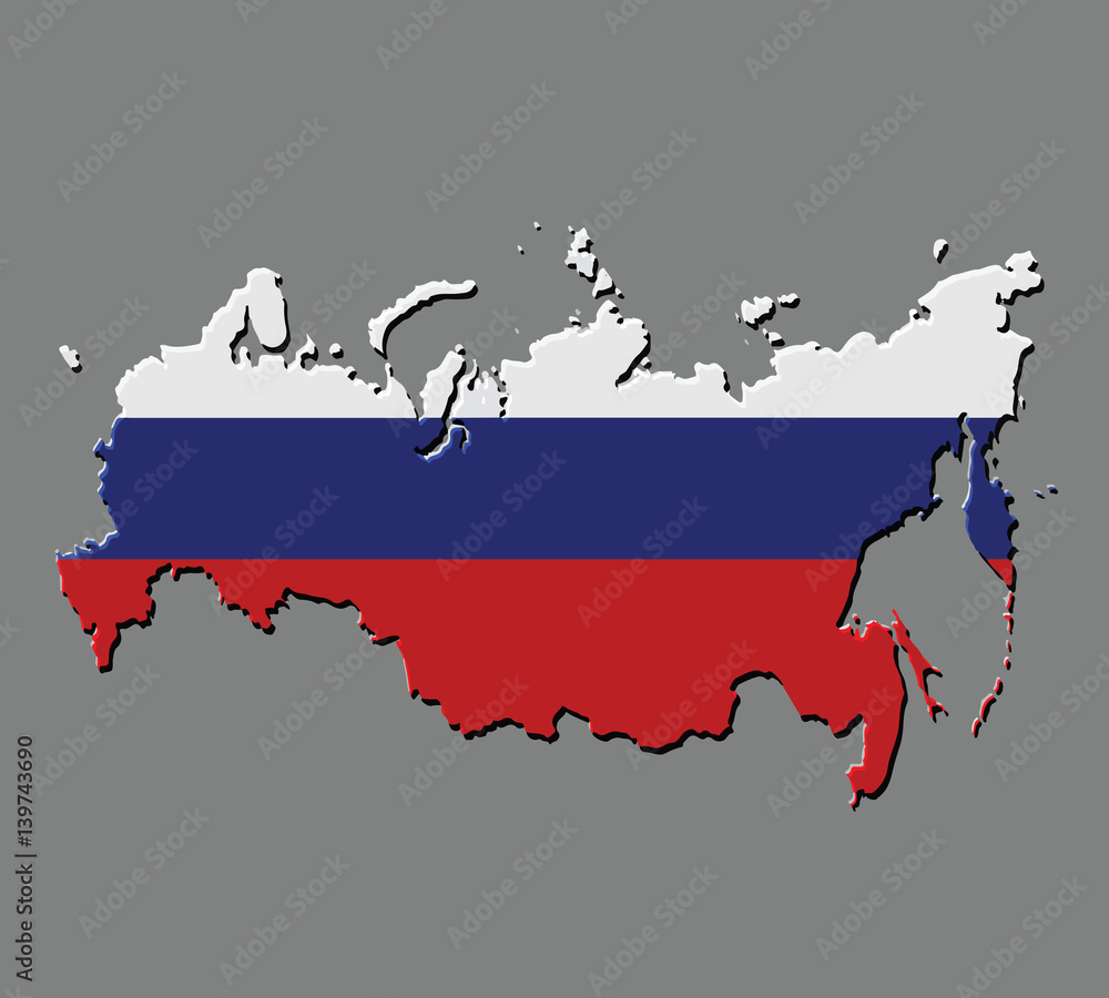 Russia Flag Map Stock Illustration
