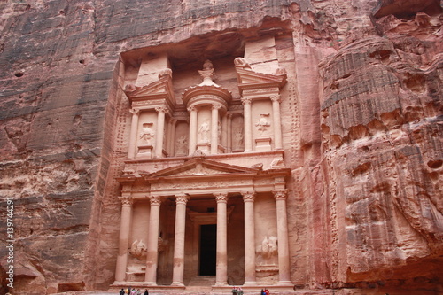 Khazne al-Firaun Treasure house in the rocky city of Petra in Jordan, Middle East