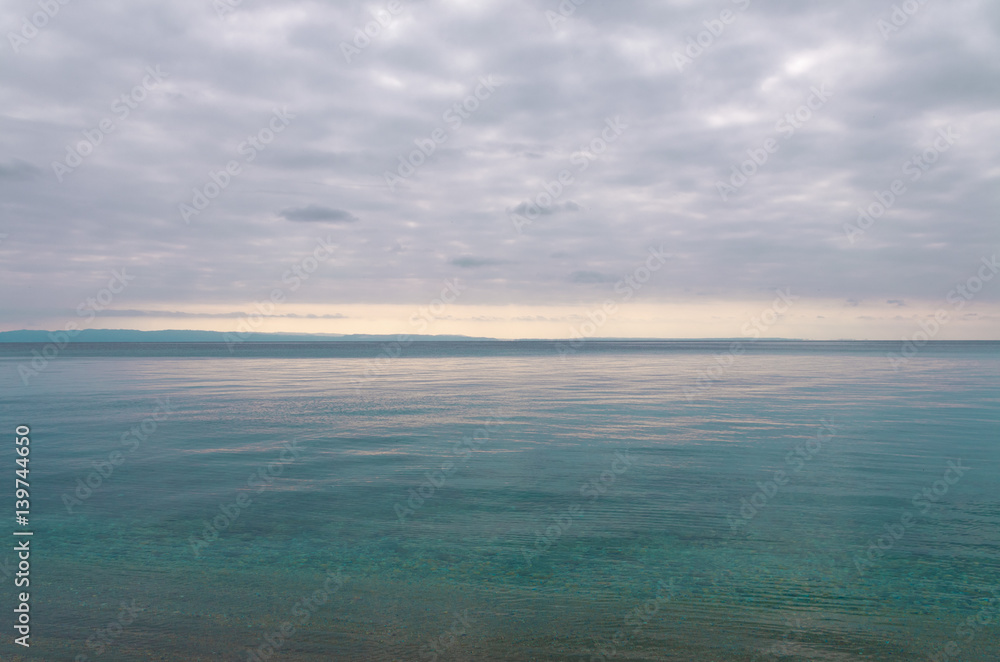 Cloudy sky over the sea in Sithonia, Chalkidiki, Greece