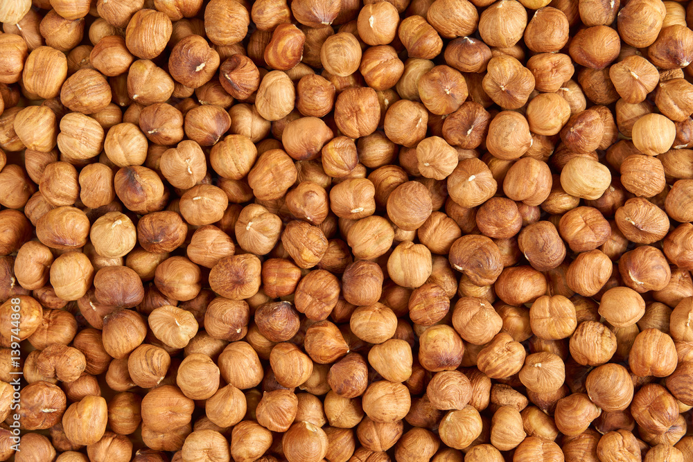 Many hazelnuts as a background