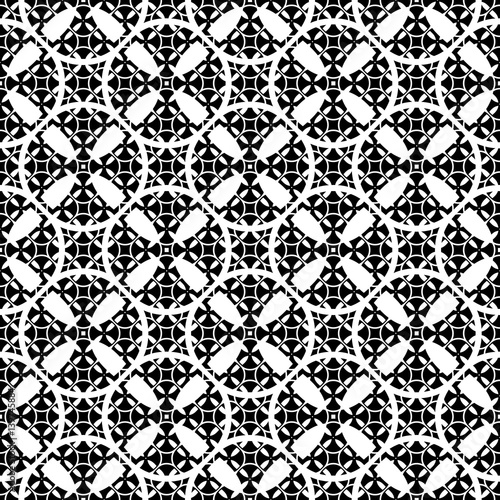 Vector ornamental seamless pattern. Monochrome black & white abstract background. Endless mosaic texture. Modern stylish illustration with geometric figures. Repeat tiles. Design for prints, decor