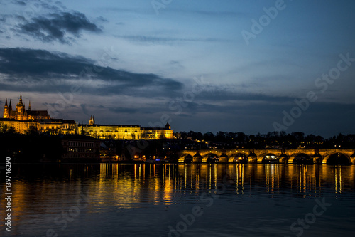 Czech Republic Prague Charles Bridge Castle Cathedral sunset capitol city