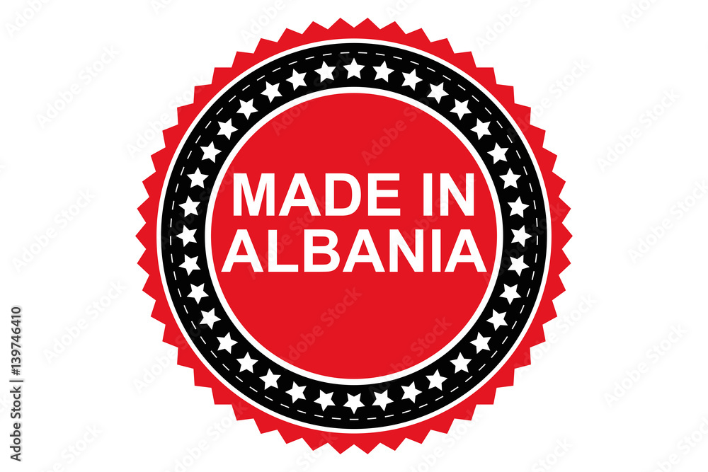 Made in Albania round logo, vector