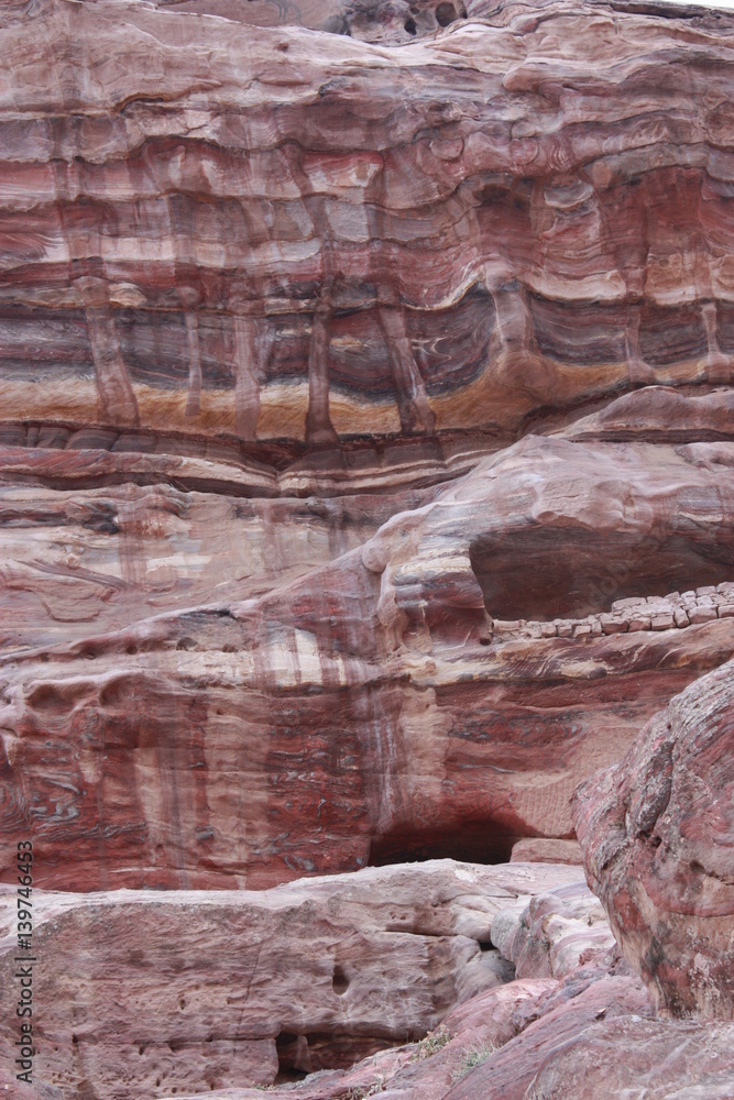 Colorful rock formations in ancient nabatean city of Petra, Jordan Middle East