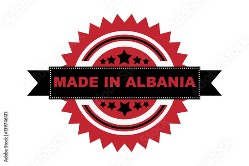 Made in Albania round logo, vector