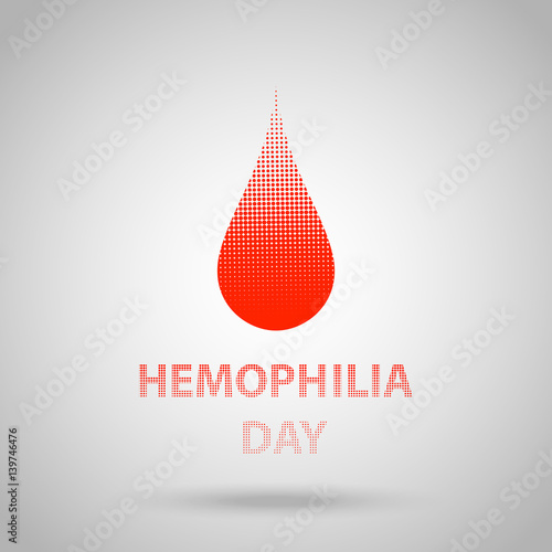 World hemophilia day, red halftone dotted blood drop. Vector illustration EPS 10.
