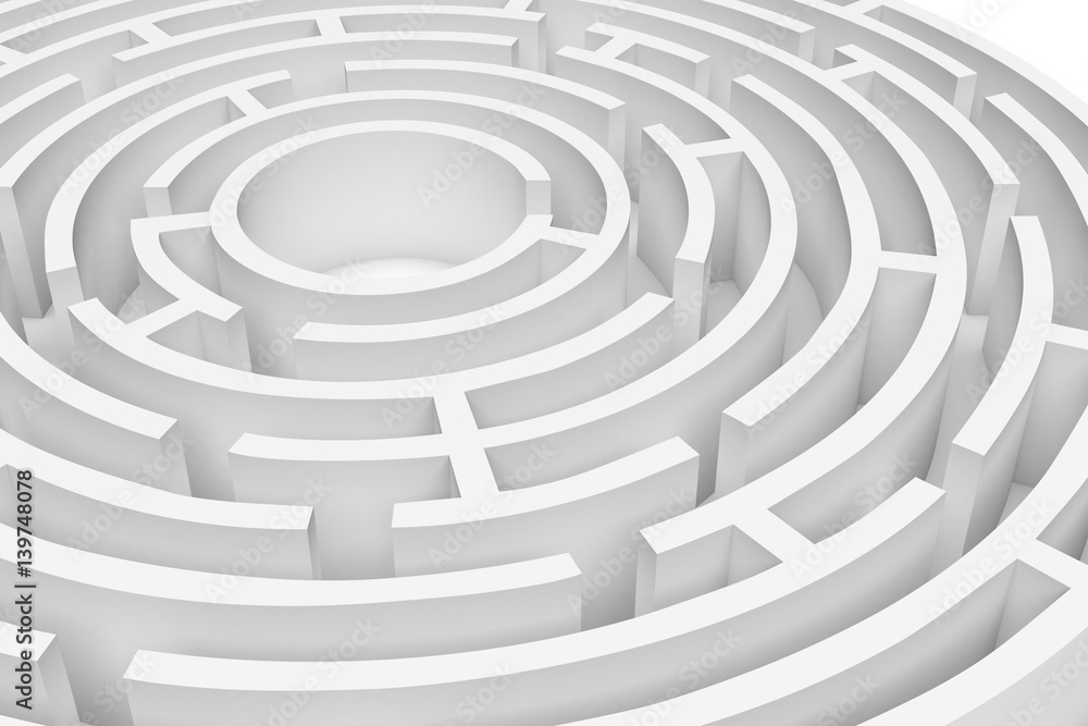 3D rendering of the white round maze consruction approximated 3D rendering of the white round maze consruction approximated
