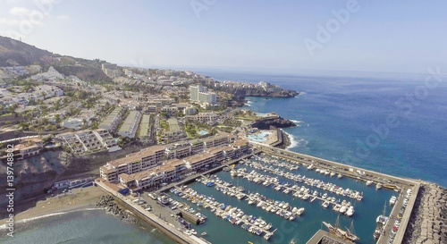 Aerial coastal view of port and small boats © jovannig