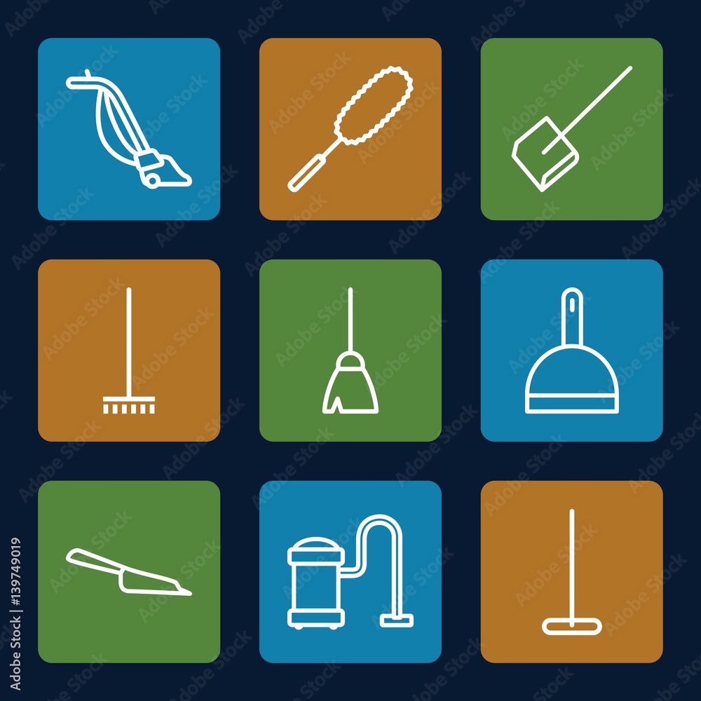 Set of 9 dust outline icons Set of 9 dust outline icons